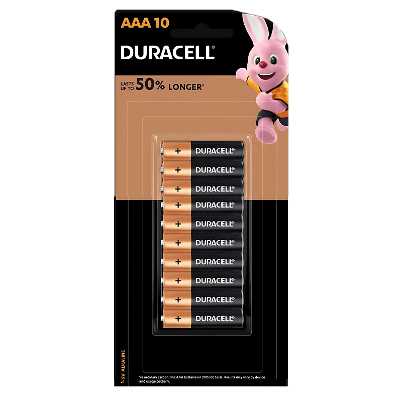 باتری نیم قلمی دوراسل مدل AAA-50%LONGER بسته 10 عددی