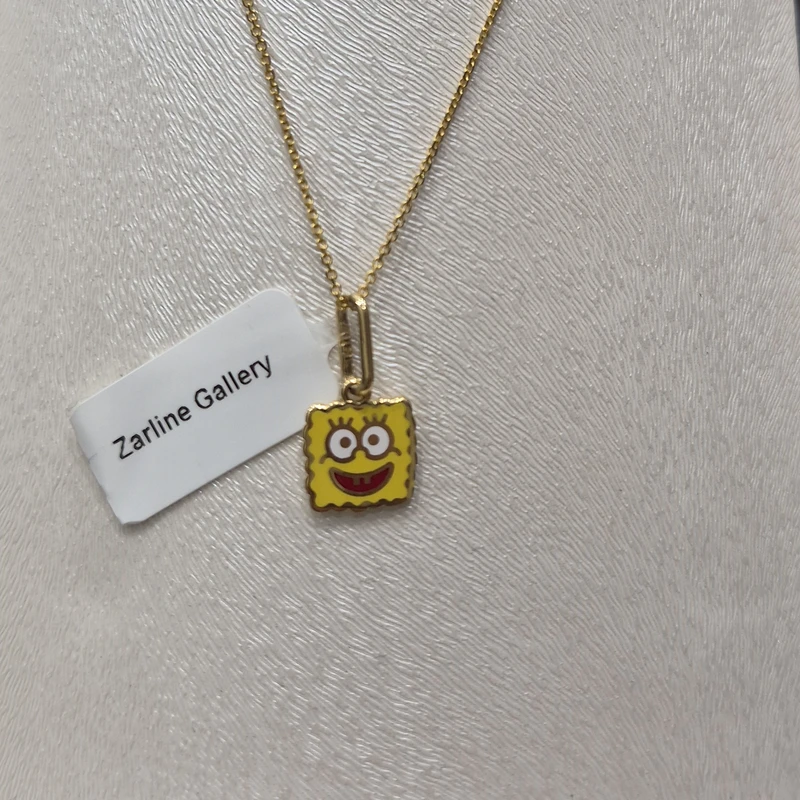 عکس شماره 3 : آویز گردنبند طلا 18 عیار بچگانه زرلاین طرح باب اسفنجی کد m-100058