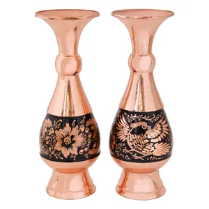 گلدان مسی مدل الماس تراش کد 16half مجموعه 2 عددی