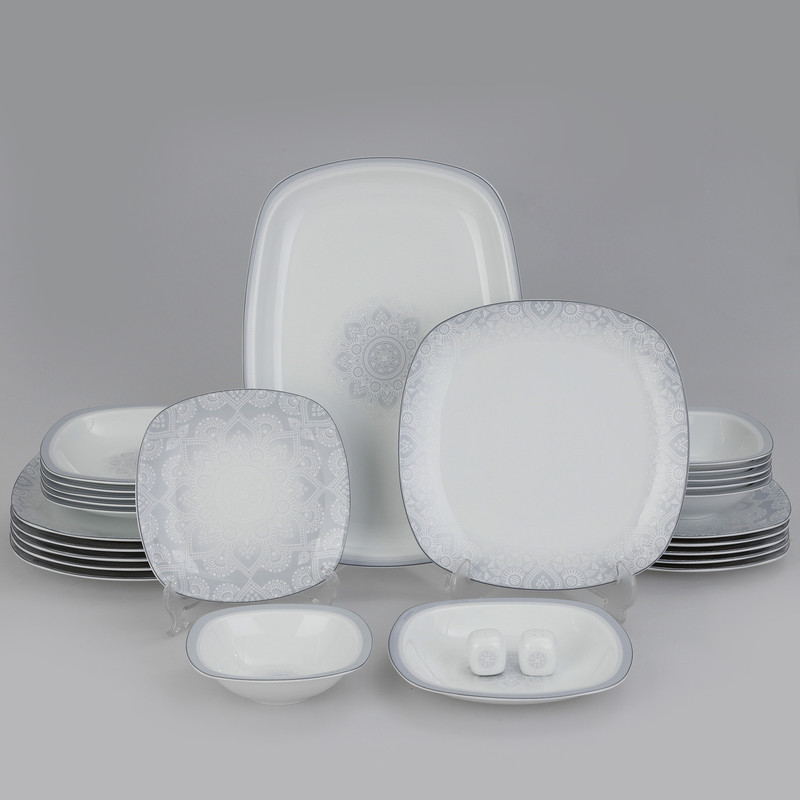 سرویس غذاخوری 27 پارچه چینی زرین ایران مدل کواترو ادلین درجه یک