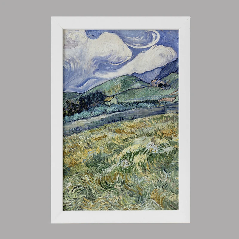 تابلو خندالو مدل منظره کوه پشت بیمارستان ونسان ونگوگ (Van Gogh) کد 36796