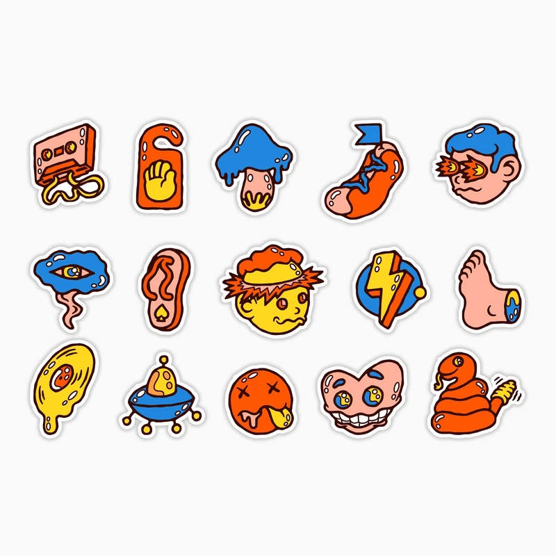 استیکر لپ تاپ و موبایل بووم طرح کارتون مدل Comic کد MA49 مجموعه 15 عددی