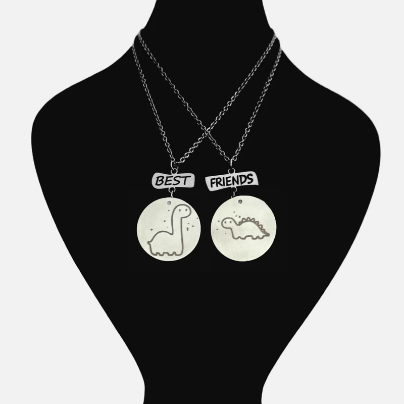 گردنبند ست دوستی دایناسور بسته 2 عددی