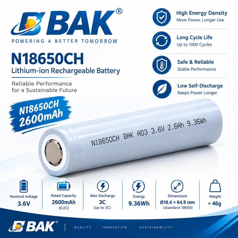 باتری لیتیوم یون بی ای کی مدل N-18650-CH ظرفیت 2600 میلی آمپر ساعت