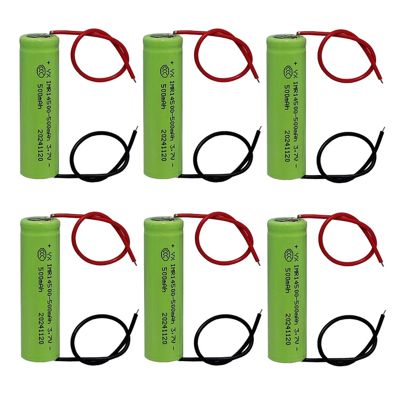 باتری لیتیومی قابل شارژ مدل IMR14500 ظرفیت 500 میلی‌آمپرساعت بسته 6 عددی