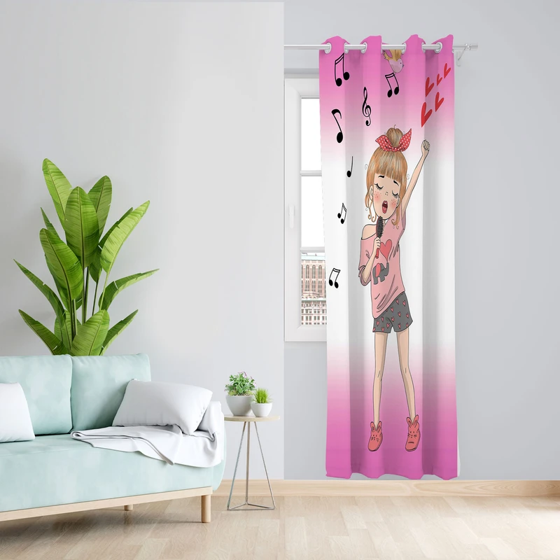 پرده مدل دختر خواننده مخمل پانچی کد 1068 سایز 140x280 سانتی متر