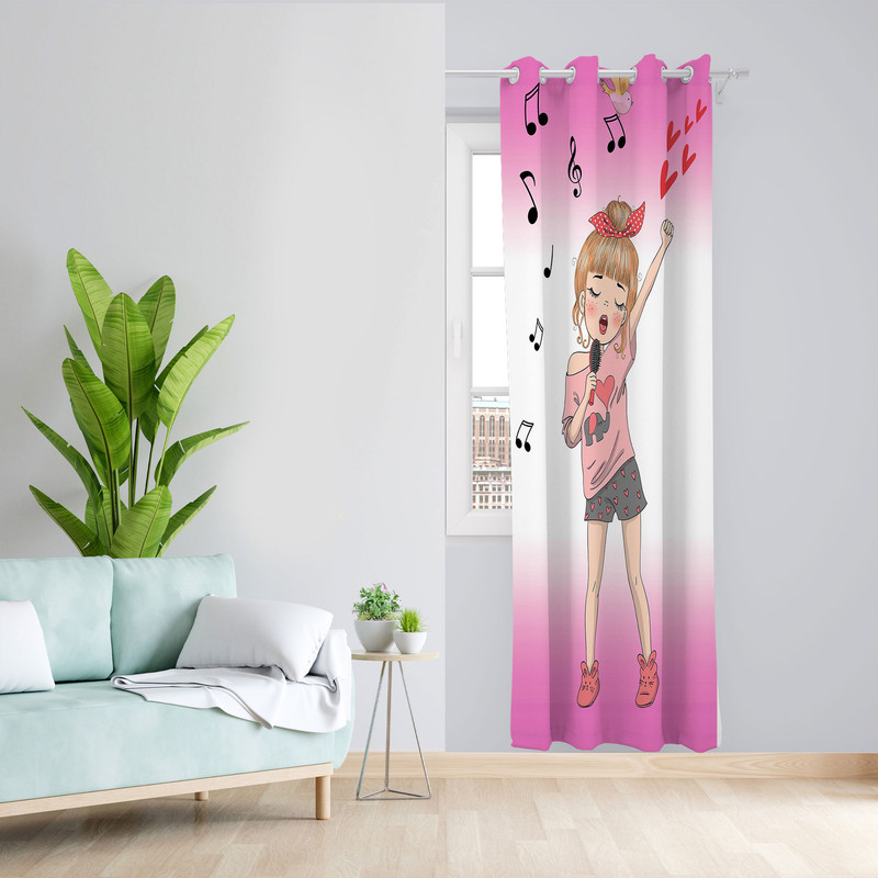  پرده مدل دخترانه هازان پانچی کد 1068 سایز 140x200 سانتی متر