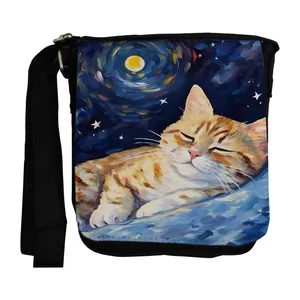  کیف رودوشی طرح گربه و شب پرستاره کد nb73