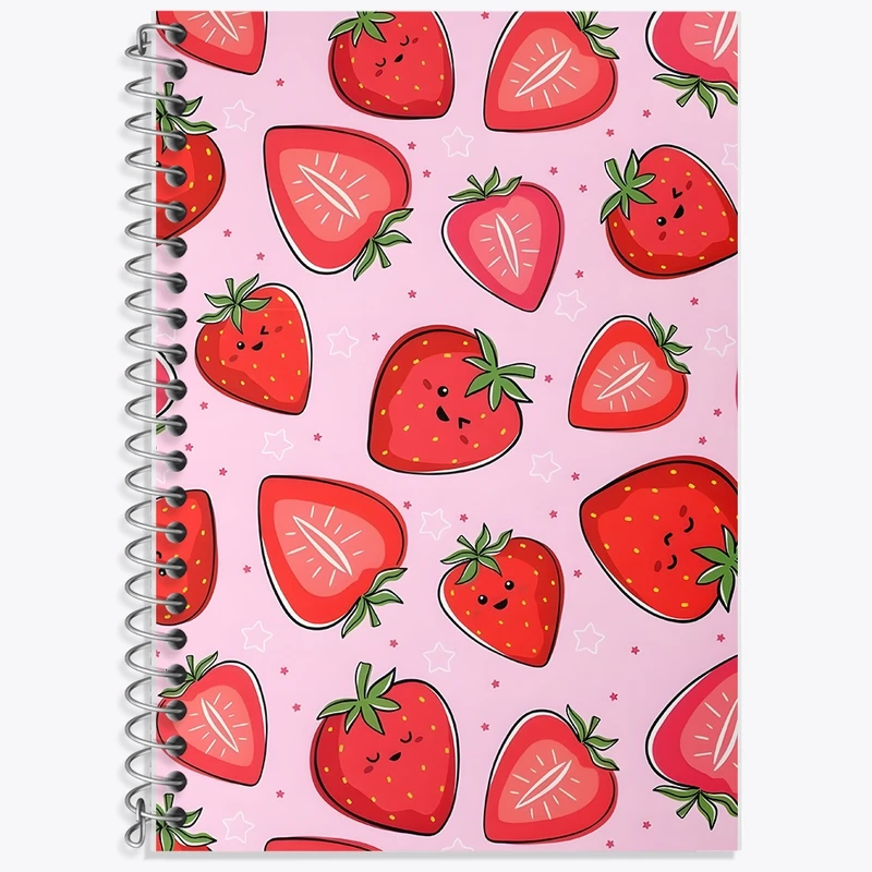 دفتر زبان 50 برگ خندالو مدل سه خط طرح توت فرنگی کد F1380