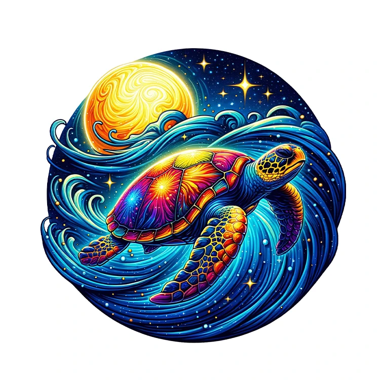 استیکر پارچه و لباس پاد آفرین مدل کیوت فانتزی طرح لاک پشت کد S2718