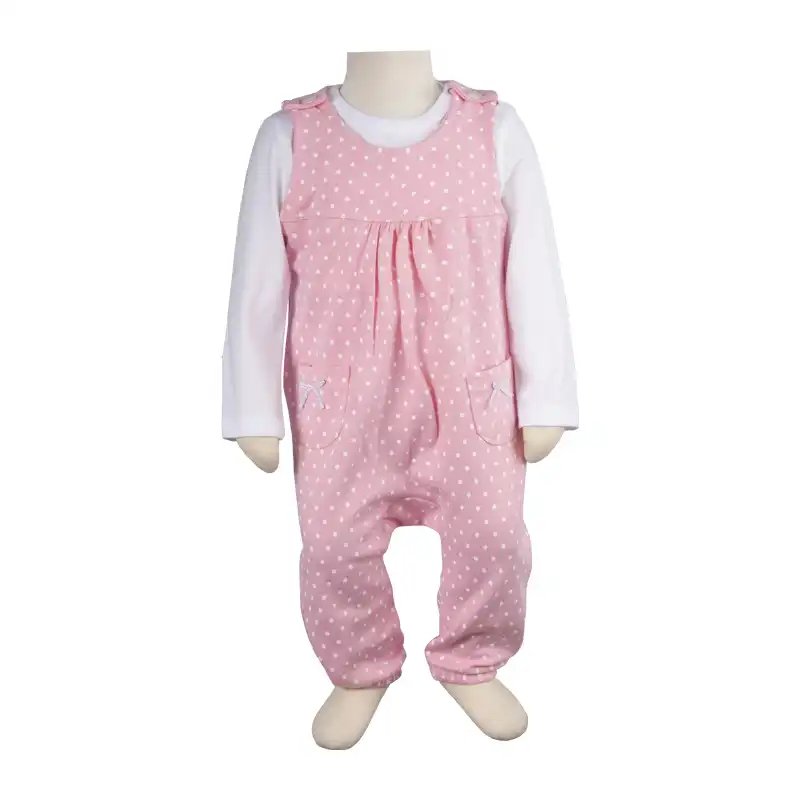 ست 3 تکه لباس نوزادی آدمک مدل خال خالدار رنگ صورتی