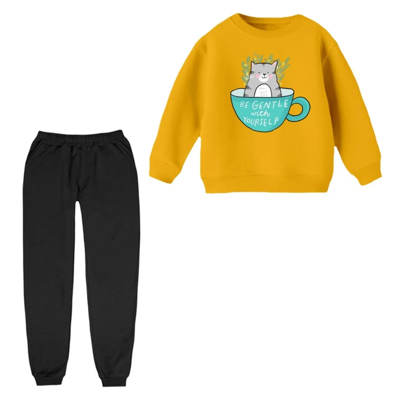 ست سویشرت و شلوار راحتی بچگانه مدل گربه فنجون 