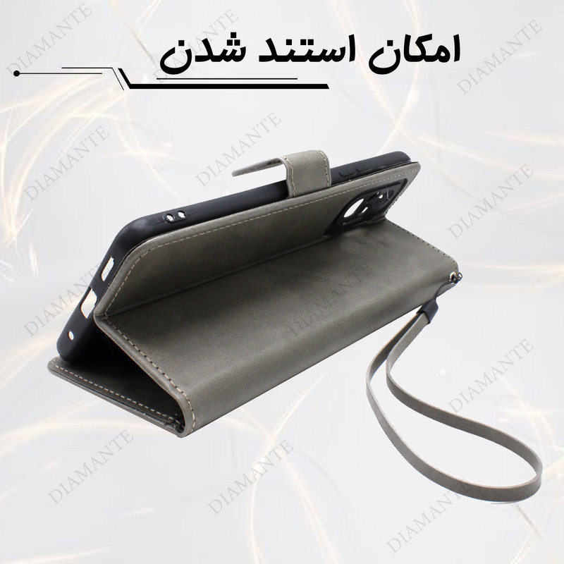 کیف کلاسوری دیامانته مدل Grigio bk مناسب برای گوشی موبایل هوآوی Y9S به همرا بند آویز