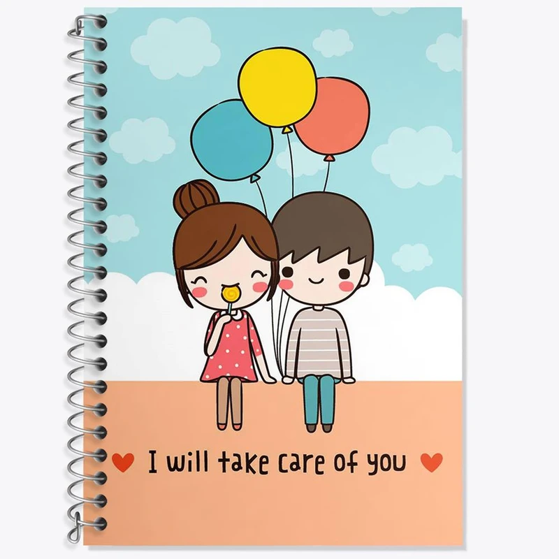 دفتر زبان 50 برگ خندالو مدل سه خط طرح عاشقانه کد 27111