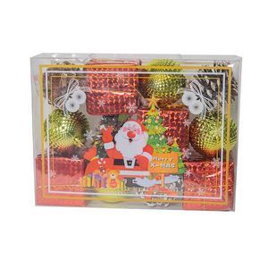 آویز تزیینی مدل گوی و میوه کاج و جعبه کادو مجموعه 16 عددی