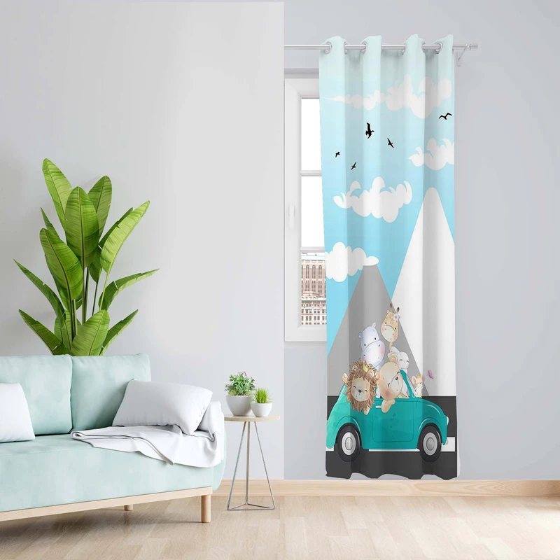 پرده طرح کودک مدل مخمل پانچی کد 5388L z سایز 140x200 سانتی متر