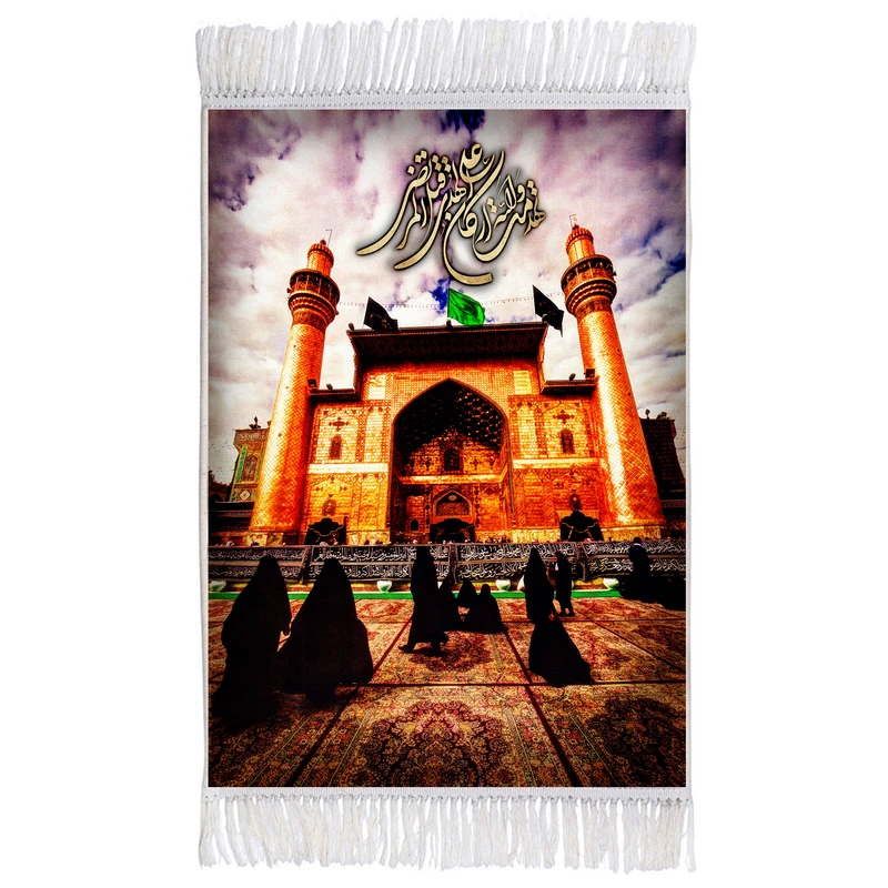 فرش ماشینی دیوارکوب اطلس آبی مدل علی المرتضی کد T3777