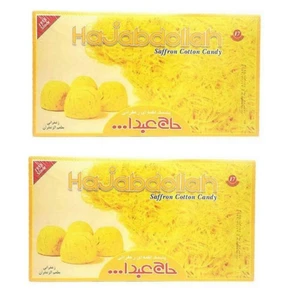 پشمک لقمه ای زعفرانی حاج عبدالله - 350 گرم بسته 2 عددی