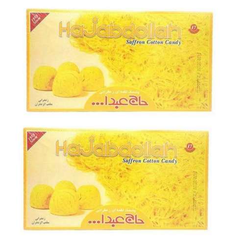 پشمک لقمه ای زعفرانی حاج عبدالله - 350 گرم بسته 2 عددی