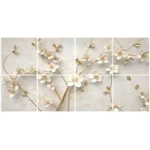 تایل سقفی آسمان مجازی طرح شاخه گل  کد 3D1713-6 سایز 60x60 سانتی متر مجموعه 6 عددی