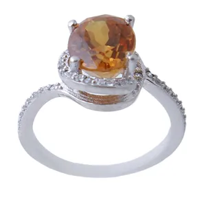  انگشتر نقره زنانه بازرگانی میلادی مدل سیترین کد AWR_711