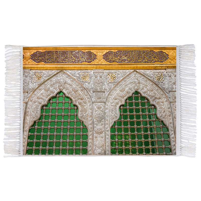 فرش ماشینی دیوارکوب اطلس آبی طرح ضریح حرم امام حسین مدل T2488 
