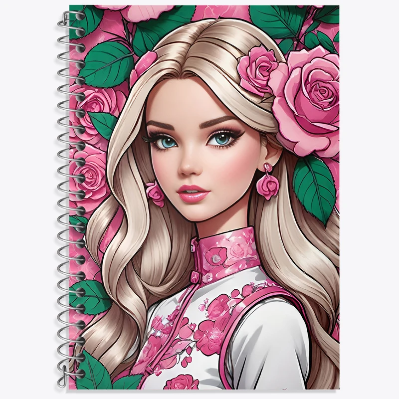 دفتر زبان 50 برگ خندالو مدل سه خط طرح دخترانه بامزه کد N1968