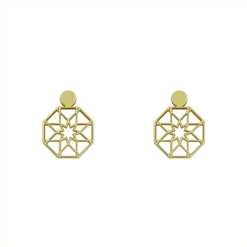 گوشواره طلا 18 عیار زنانه مدوپد مدل هندسی کد GA1-14927