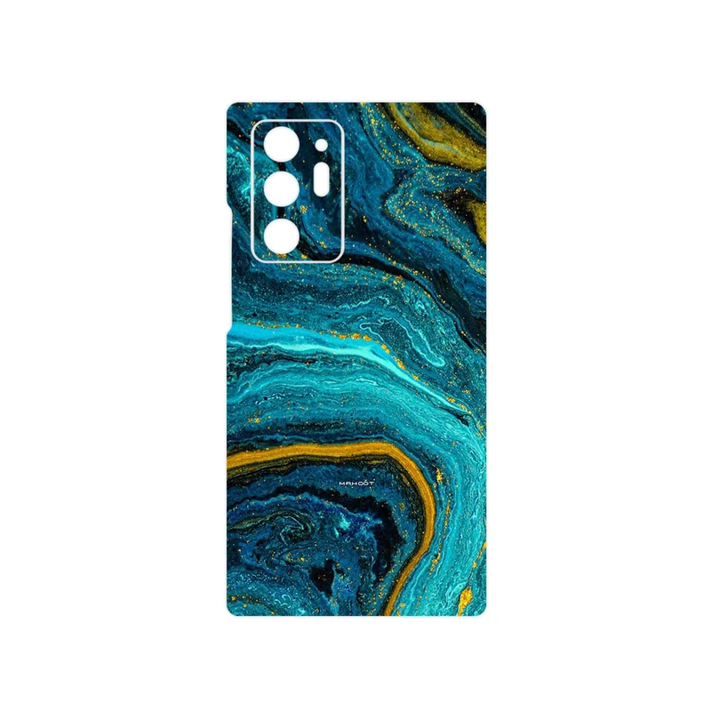 برچسب پوششی ماهوت مدل Turquoise marblewith golden streaks مناسب برای گوشی موبایل سامسونگ Galaxy Note 20 Ultra