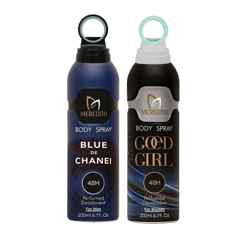 اسپری بدن مردانه مردیت مدل بلو شنل حجم 200 میلی لیتر به همراه اسپری بدن زنانه مردیت مدل گودگرل اسپری بدن مردانه مردیت مدل بلو شنل حجم 200 میلی لیتر به همراه اسپری بدن زنانه مردیت مدل گودگرل