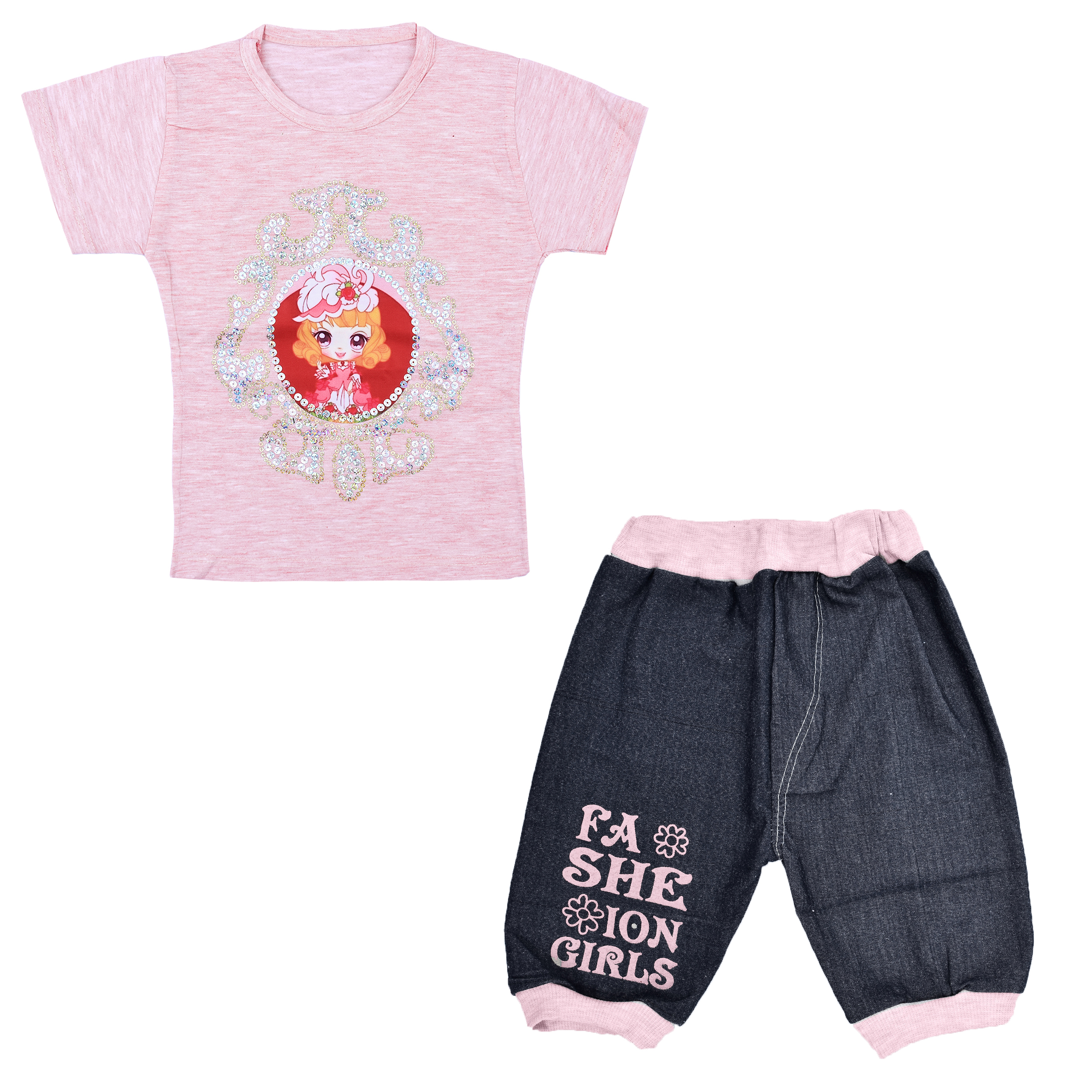 ست تی شرت و شلوارک نوزادی دخترانه کد 2020ST