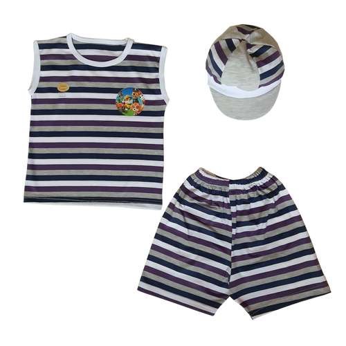 ست 3 تکه لباس پسرانه مدل سگ های نگهبان رنگ بنفش