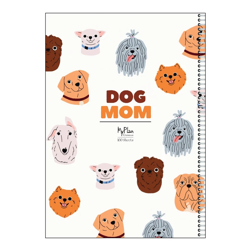 دفتر مشق 50 برگ مای پلن طرح Dog Mom مدل صفحات شماره دار کد F2101