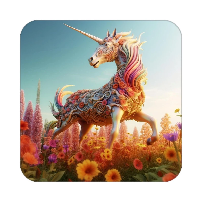 زیر لیوانی کاکتی طرح اسب تک شاخ و یونیکورن مدل mp29090