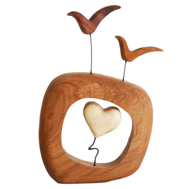 مجسمه چوبی کارکیا مدل پرنده عشق کد W25