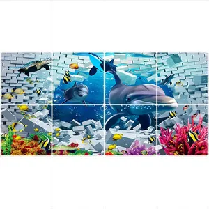  تایل سقفی طرح دلفین و دریا کد  K 1255-8 سایز 60x60 سانتی متر مجموعه 8عددی