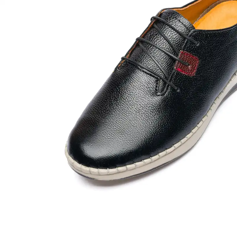 کفش طبی زنانه مدل آنیس بندی تمام چرم رنگ مشکی