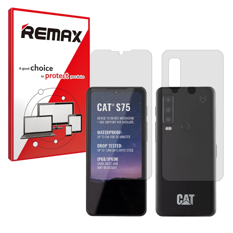 محافظ صفحه نمایش مات ریمکس مدل Resistant مناسب برای گوشی موبایل کاترپیلار S75 به همراه محافظ پشت گوشی 
