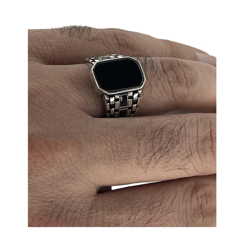 انگشتر نقره مردانه مدل عقیق