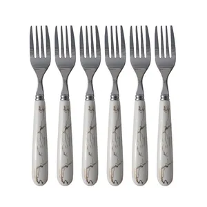 چنگال میوه خوری طرح ماربل مجموعه 6 عددی