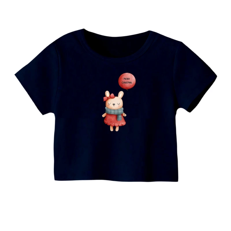 کراپ‌ تی‌شرت آستین کوتاه زنانه مدل خرگوش بادکنک