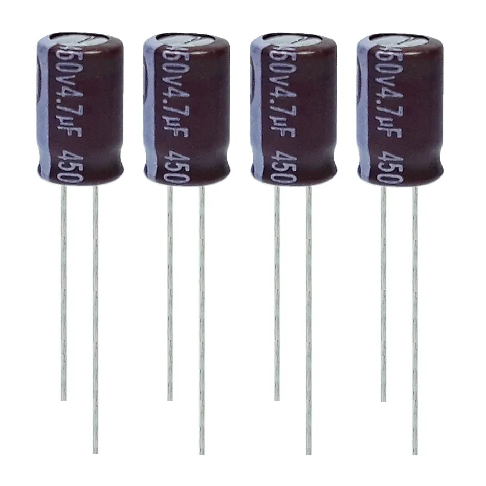 خازن الکترولیت 4.7 میکروفاراد 450 ولت آکسبوم مدل TEC-470450 بسته 4 عددی