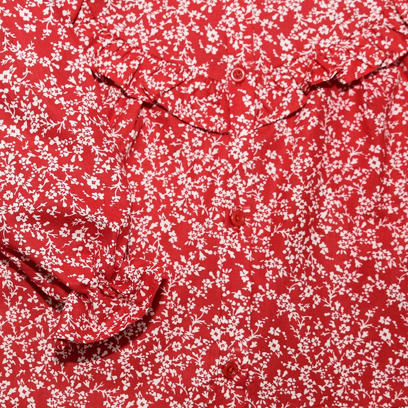 عکس شماره 2 : شومیز آستین بلند دخترانه گنجشکک مدل پرنسسی شکوفه بهار پوپلین