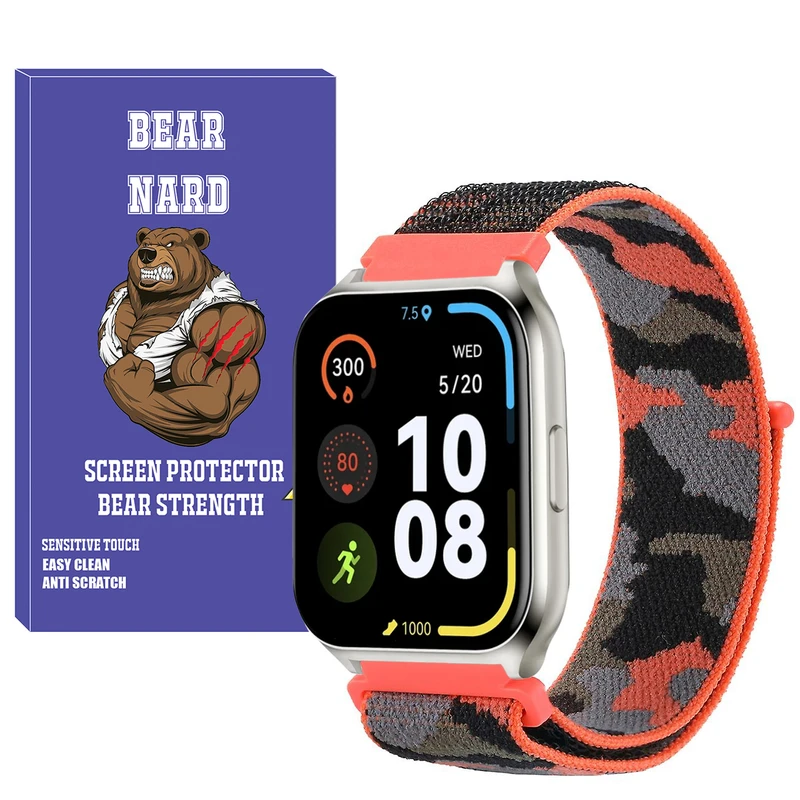 بند برنارد مدل Nylon-Army-BR مناسب برای ساعت هوشمند امیزفیت BIP / BIP S / BIP S Lite / BIP U / BIP U Pro