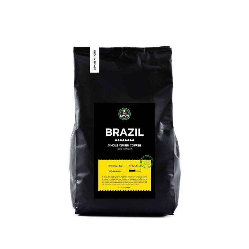 دانه قهوه رئیس برزیل مدیوم روست 4000گرم