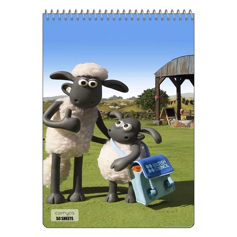 دفتر نقاشی 50 برگ سیمی کارنیکا طرح بره ناقلا shuan the sheep کد 16716