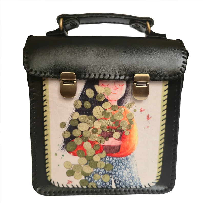 کیف دوشی چرمی غزال مدل دو قفل فانتزی 04