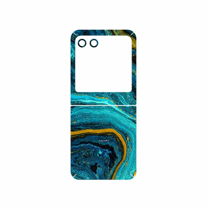 برچسب پوششی ماهوت مدل Turquoise marblewith golden streaks مناسب برای گوشی موبایل موتورولا Razr 40 Ultra