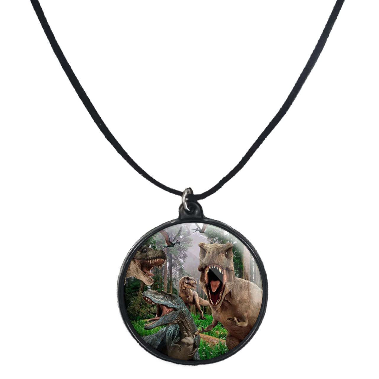 گردنبند پرمانه طرح دایناسور ها کد pmb.23355 مدل دو طرفه