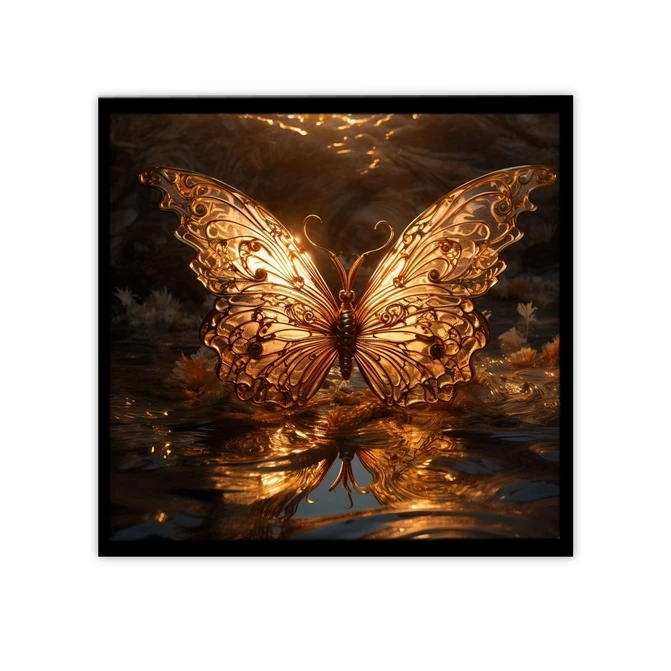 تابلو نوری بکلیت طرح گرافیکی پروانه طلایی مدل B-MID-19528